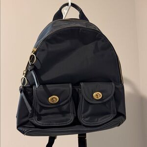 Coach Cargo Carrie Black Bookbag Packpack Nylon Leather